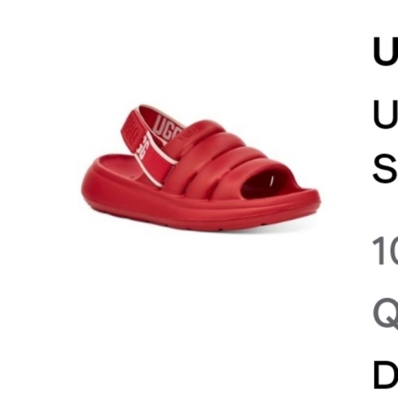 UGG sport yeah sandals samba red size 10 NIB - Picture 2 of 4